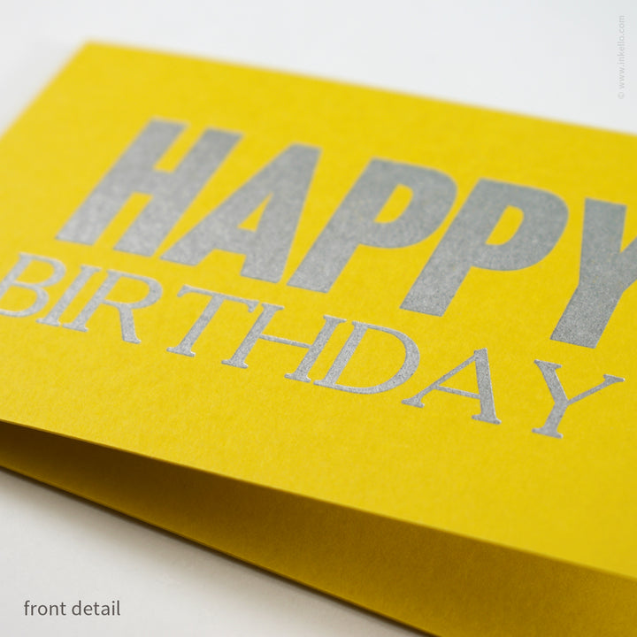 Happy Birthday Card with Silver Type (
