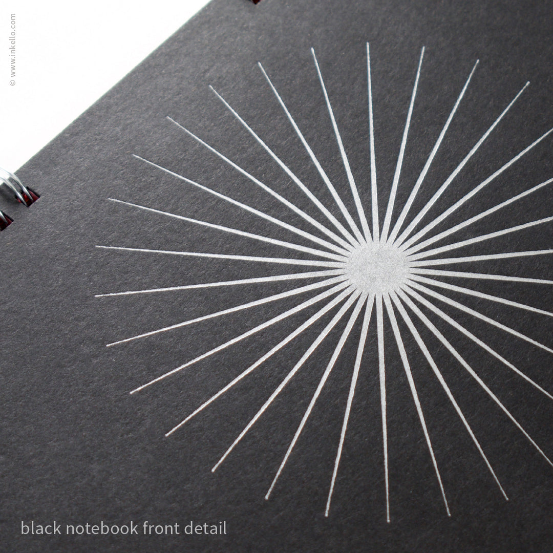 Big Burst Spiral Notebook with Black Cover and Silver Ink (