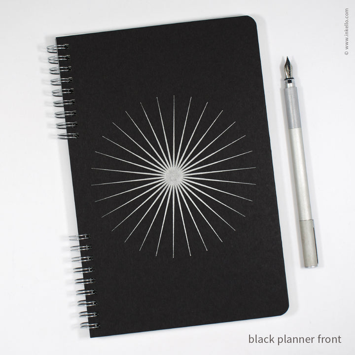 Big Burst Spiral Notebook with Black Cover and Silver Ink (