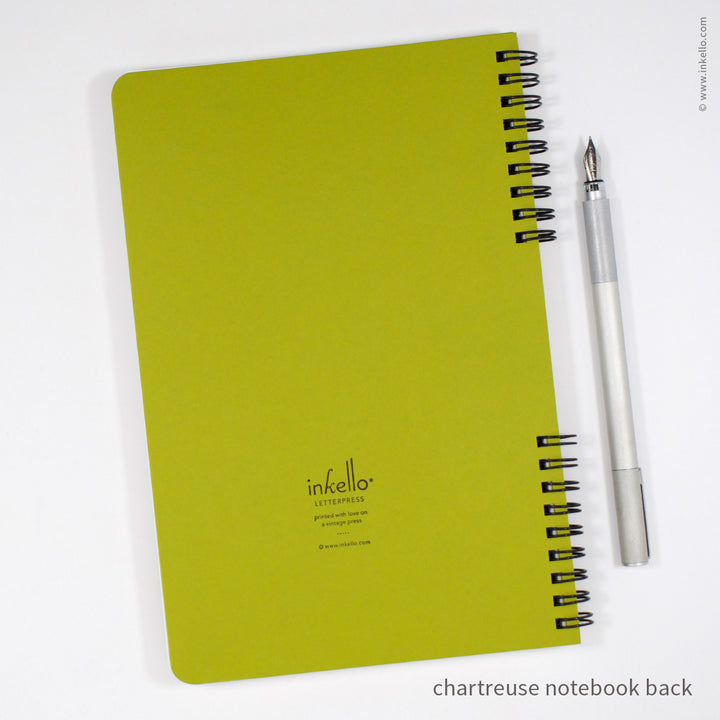 Big Burst Spiral Notebook with Chartreuse Cover and Black Ink (