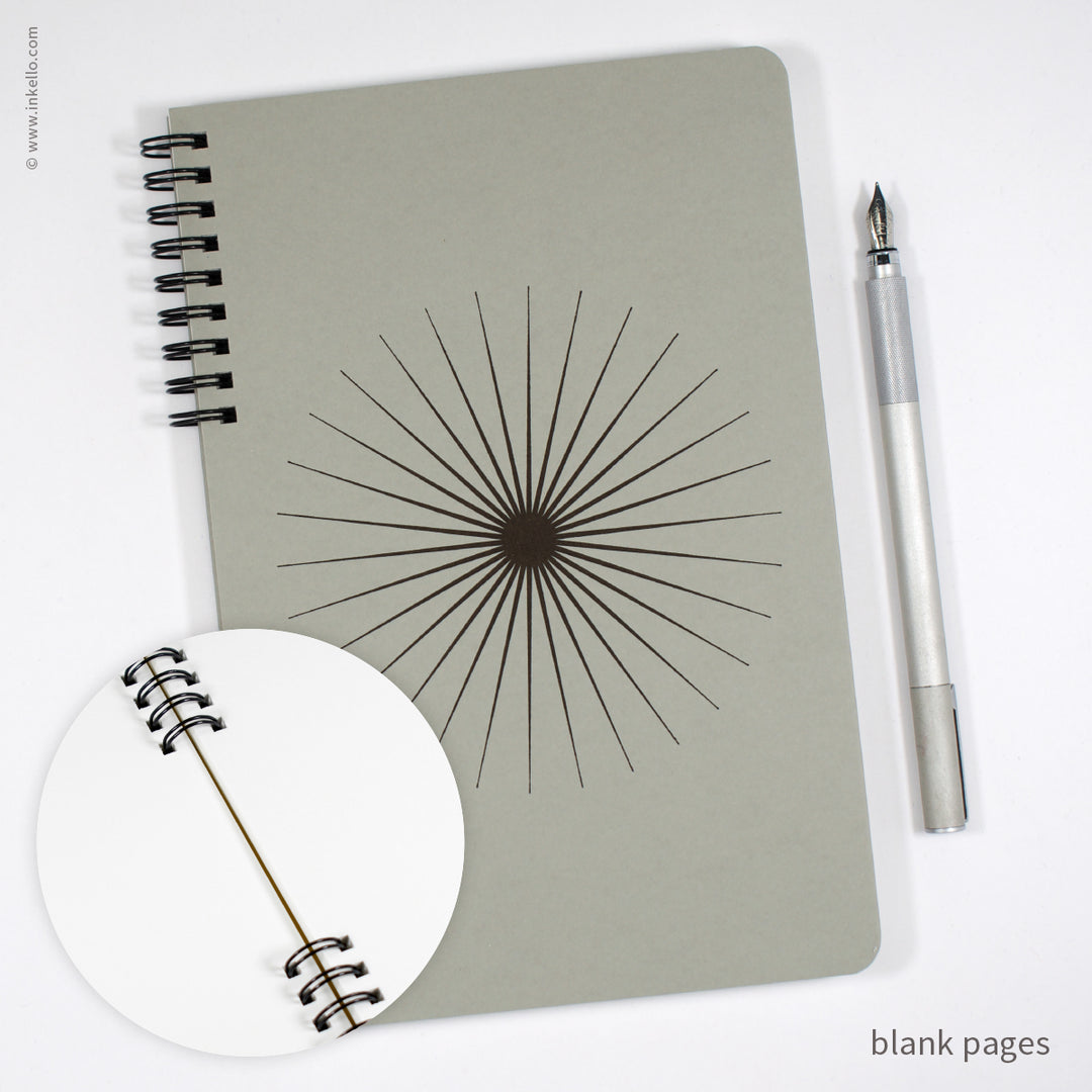 Big Burst Spiral Notebook with Grey Cover and Black Ink (