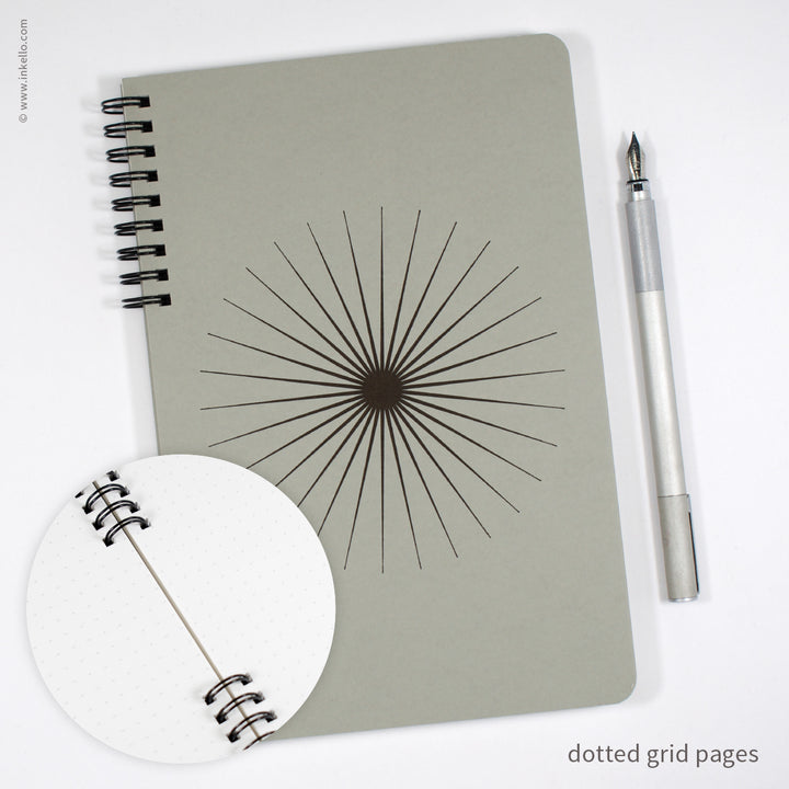 Big Burst Spiral Notebook with Grey Cover and Black Ink (