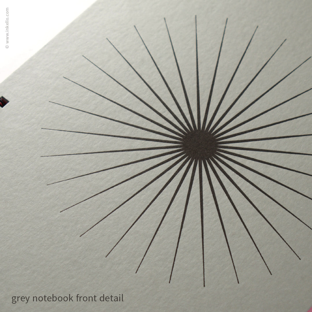 Big Burst Spiral Notebook with Grey Cover and Black Ink (