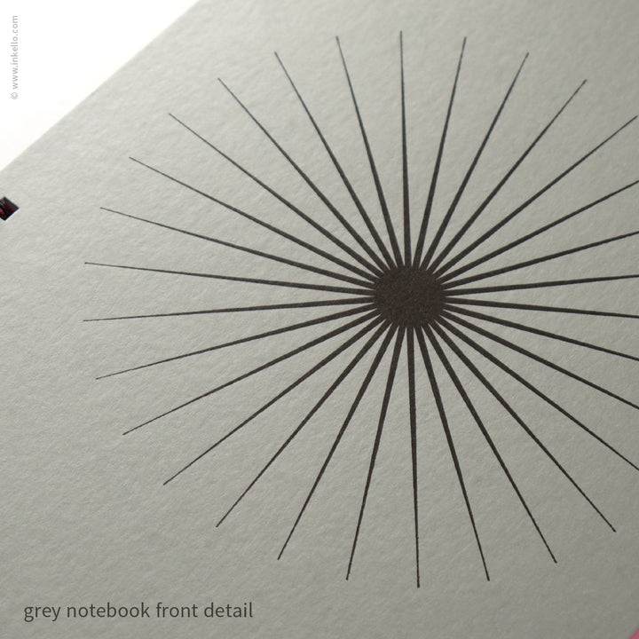 Big Burst Spiral Notebook with Grey Cover and Black Ink (