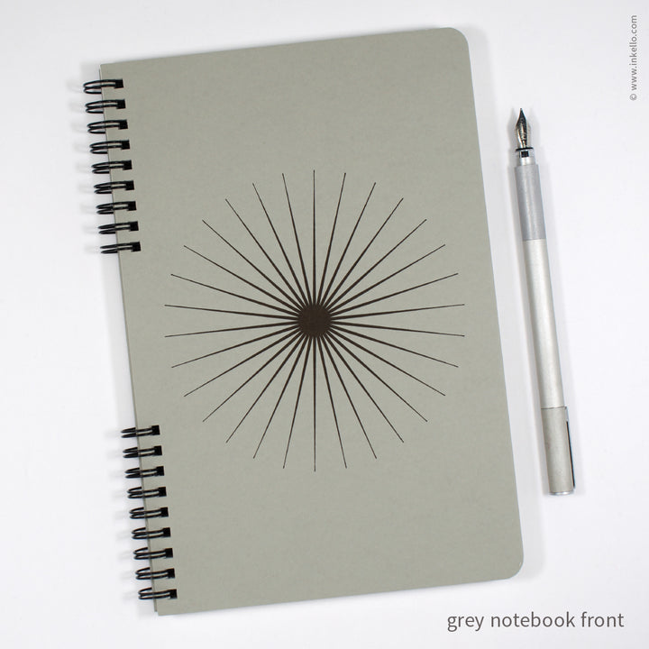 Big Burst Spiral Notebook with Grey Cover and Black Ink (