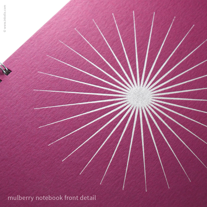 Big Burst Spiral Notebook with Mulberry Cover and Silver Ink (