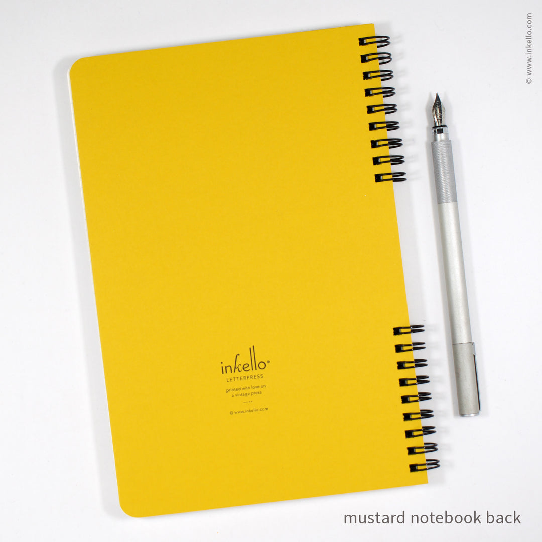 Big Burst Spiral Notebook with Mustard Cover and Black Ink (