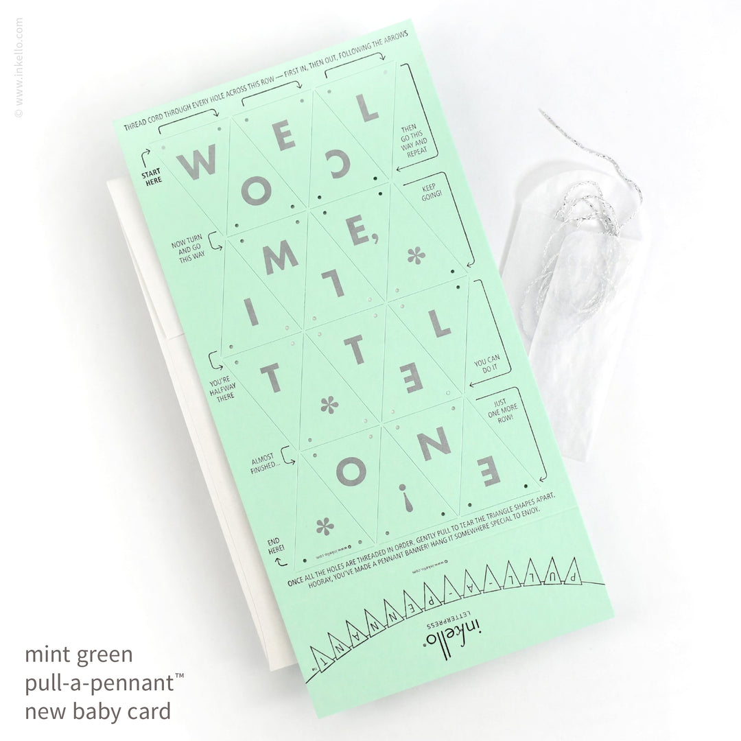 Welcome, Little One Pull-A-Pennant™ Greeting Card (