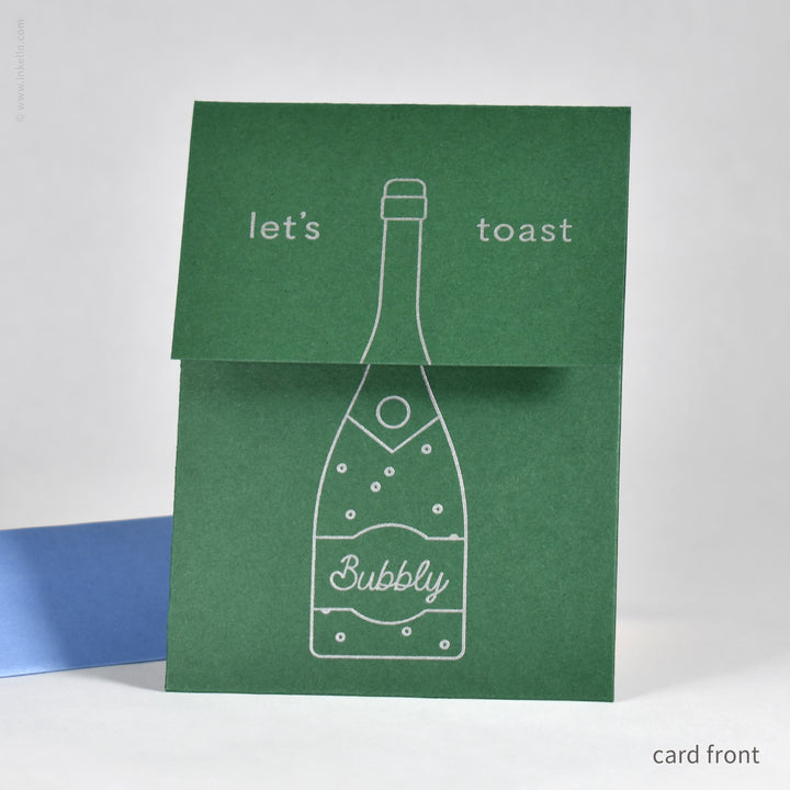 Happy New Year Champagne Peek-a-Boo Card (