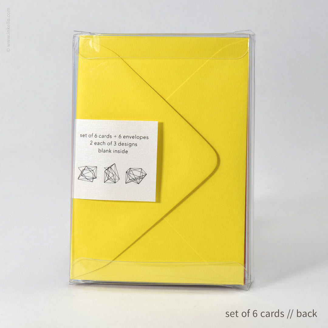 Crushed Wireframe Cube Note Card Set (