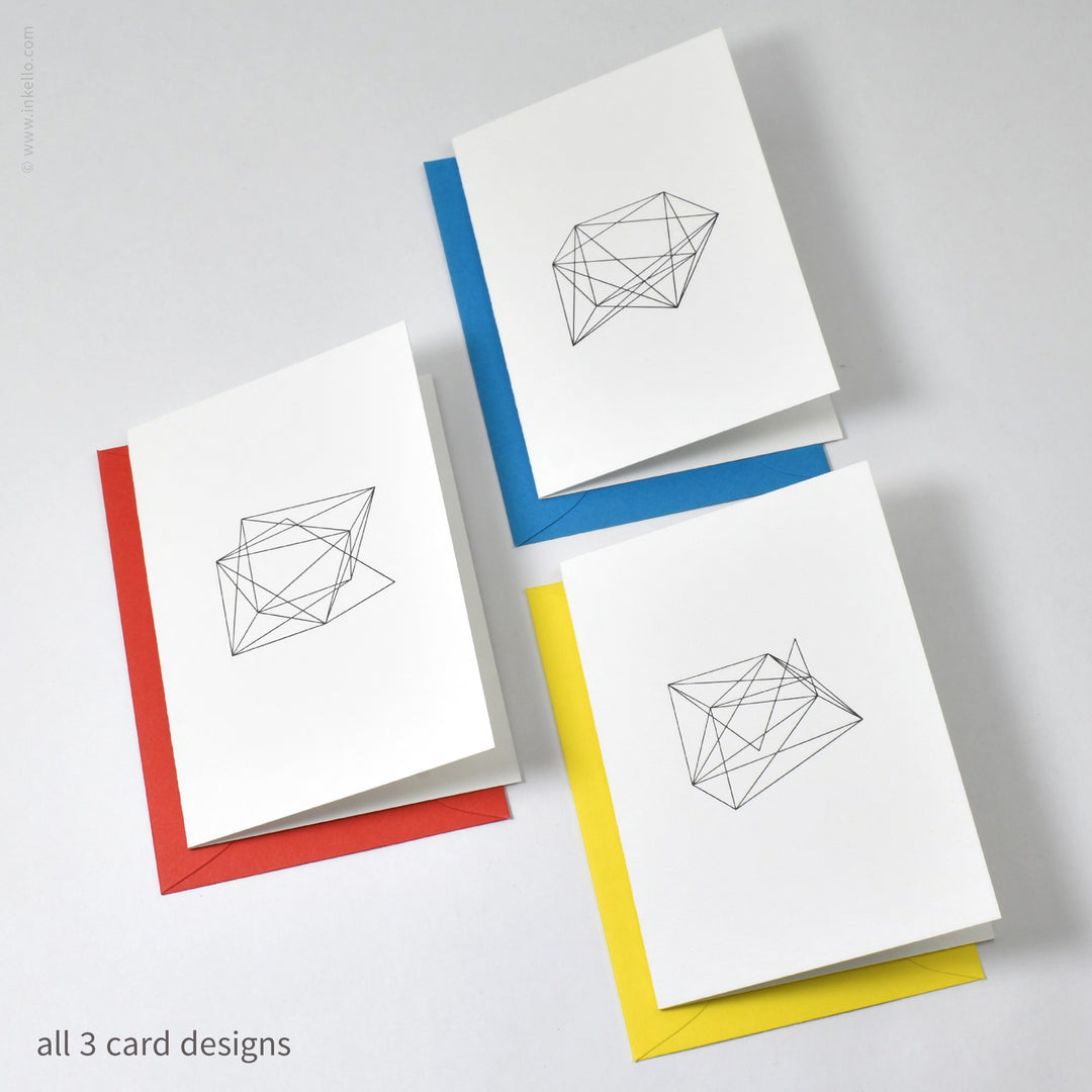 Crushed Wireframe Cube Note Card Set (
