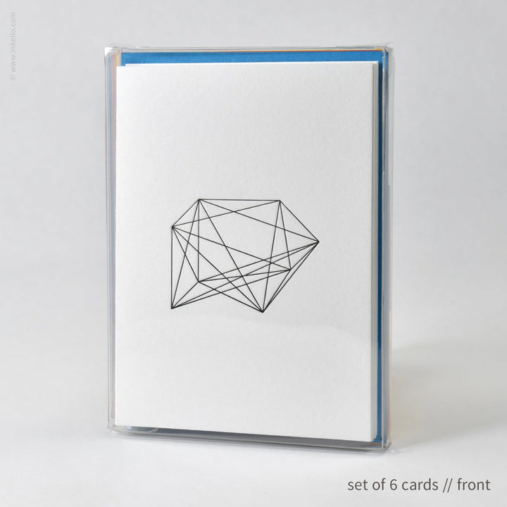Crushed Wireframe Cube Note Card Set (