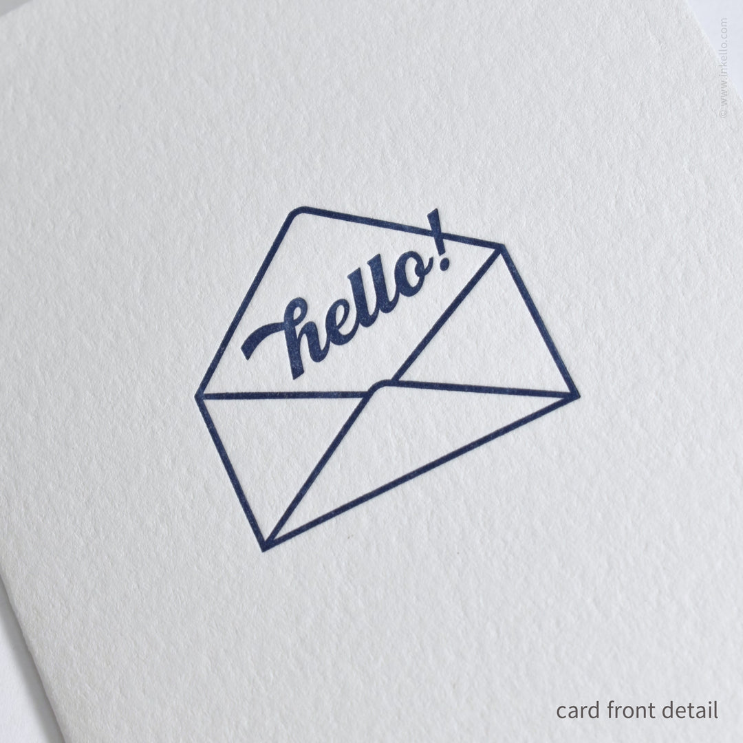Navy "Hello!" Script Card (