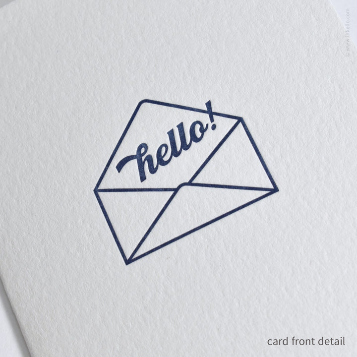 Navy "Hello!" Script Card (