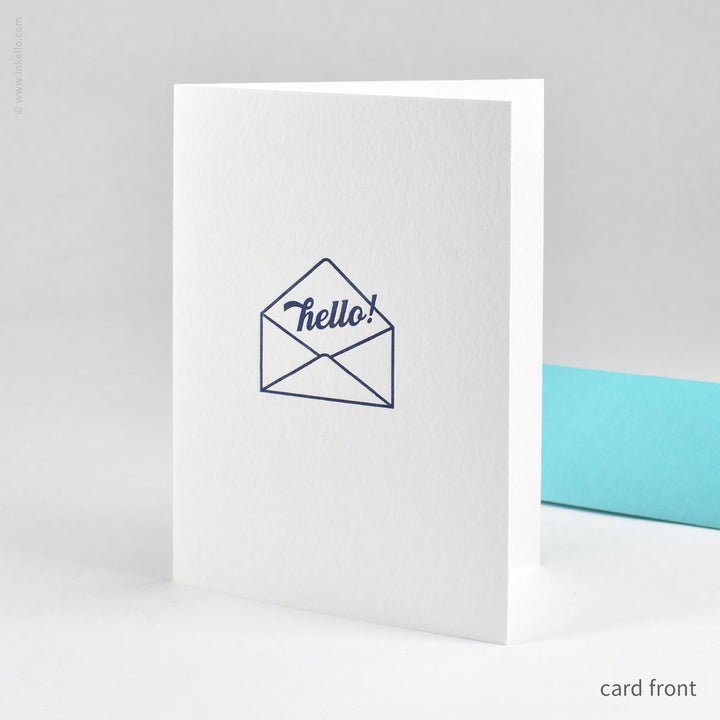 Navy "Hello!" Script Card (