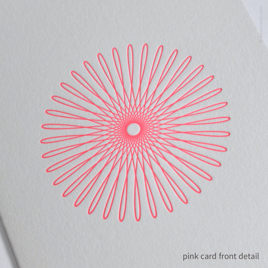 Fluorescent Hypotrochoid Note Card Card Set (
