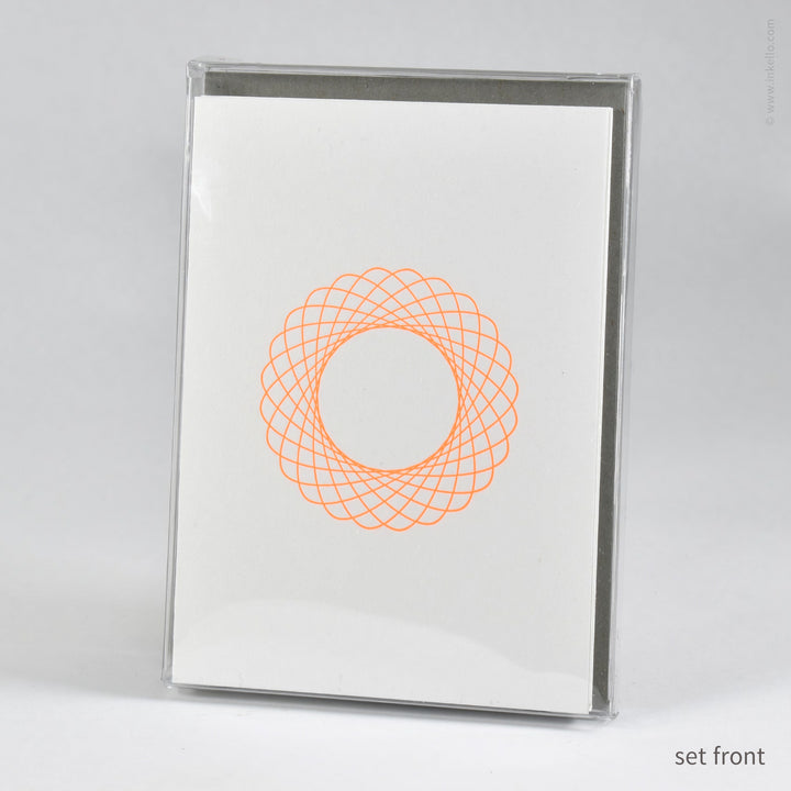 Fluorescent Hypotrochoid Note Card Card Set (