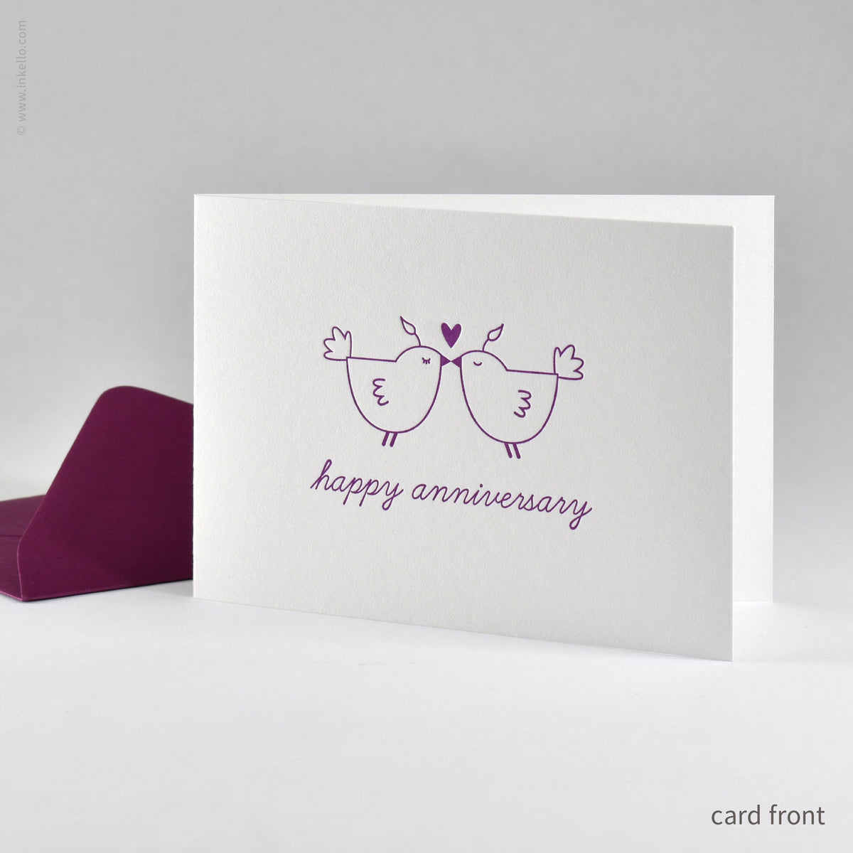 Letterpress Lovebirds Card Anniversary (#563) Happy — Inkello