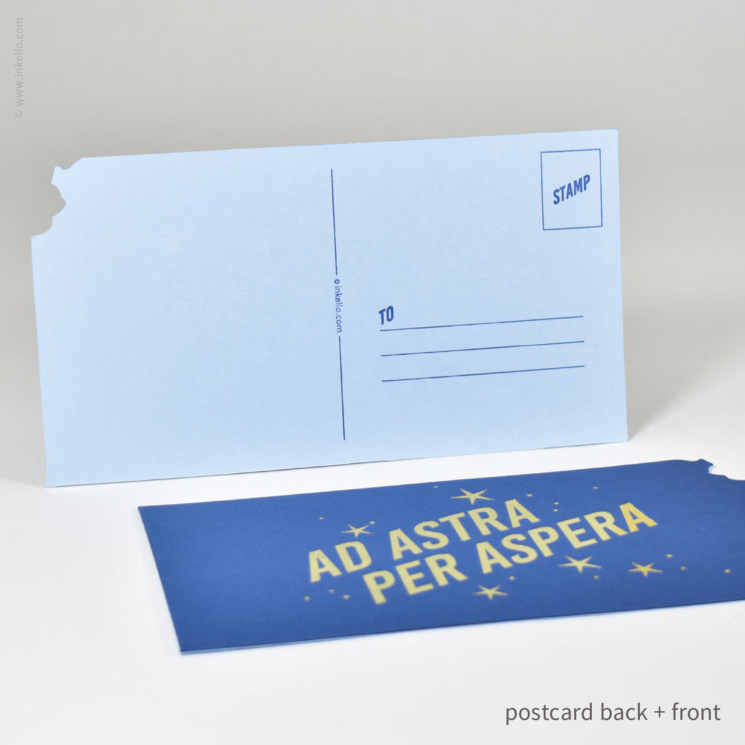 Ad Astra Per Aspera Diecut Kansas Postcard (