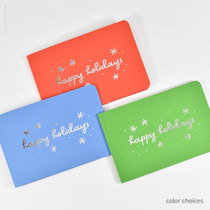 Happy Holidays Silver Snowflakes Cards (