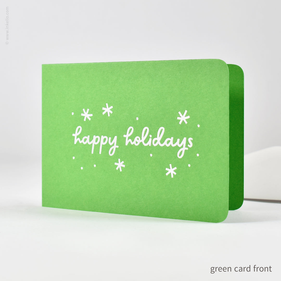 Happy Holidays Silver Snowflakes Cards (