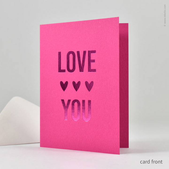 Love You with Hearts Pink Foil Valentine (