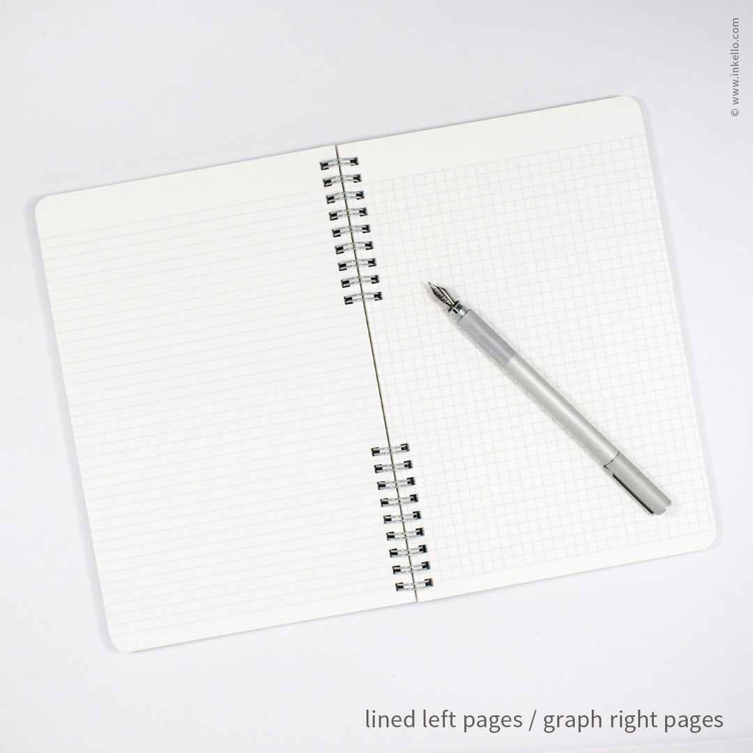 Swirl Spiral Notebook with Black Cover and Silver Ink (